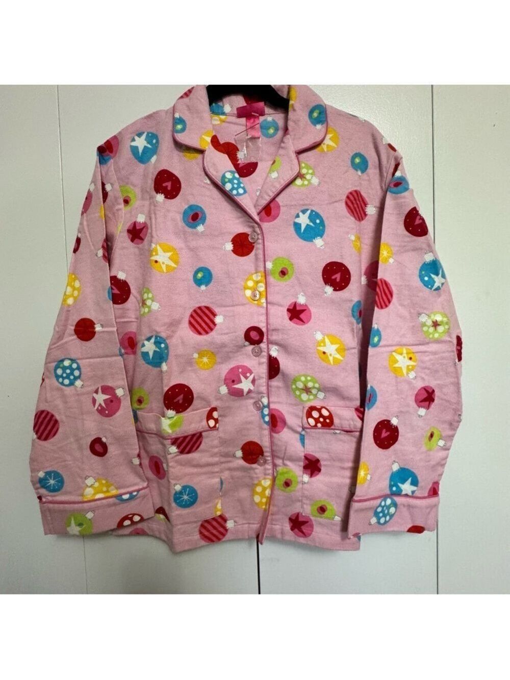 La SENZA Pink Pajama Top with Colorful Patterns Christmas Medium - Picture 1 of 11